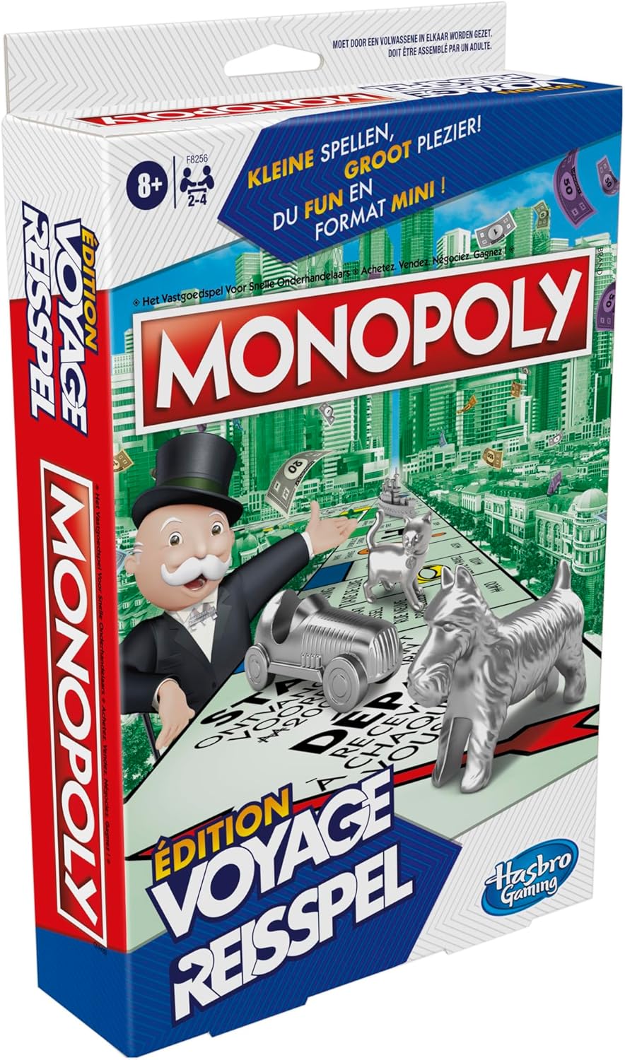 MONOPOLY TRAVEL Edition Tragbares Spiel für 2 bis 4 Spieler, Reisespiel für Kinder ab 6 Jahren - Französische Version
