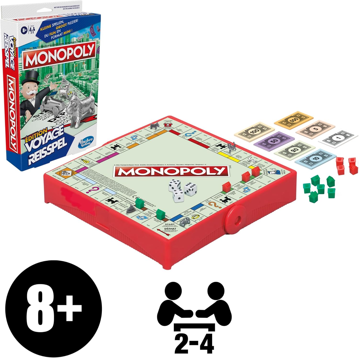 MONOPOLY TRAVEL Edition Tragbares Spiel für 2 bis 4 Spieler, Reisespiel für Kinder ab 6 Jahren - Französische Version