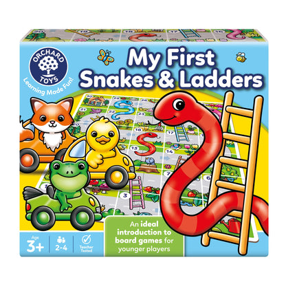Orchard Toys My First Snakes & Ladders Game for Kids - Grote Peuterspellen met Gigantische kleurrijke 3D-speelstukken, kinder- en kinderbordspellen leeftijd 3-6 jaar - voor 2-4 spelers