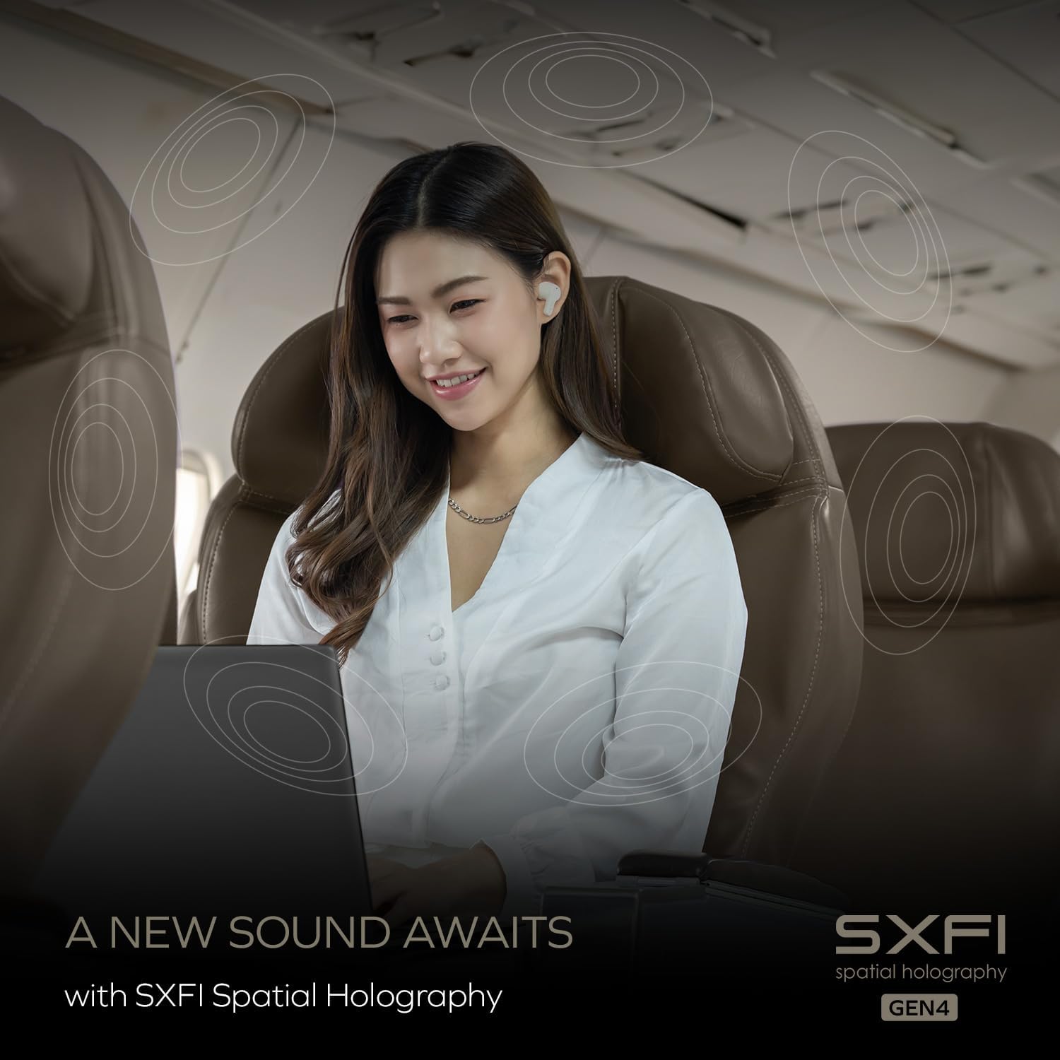 CREATIVE Zen Air SXFI Lightweight True Wireless In-Ears with Super X-Fi Spaital Audio, Active Noise Cancellation, Ambient Mode, Bluetooth 5.3, IPX5, Up to 39 Hours Battery Life