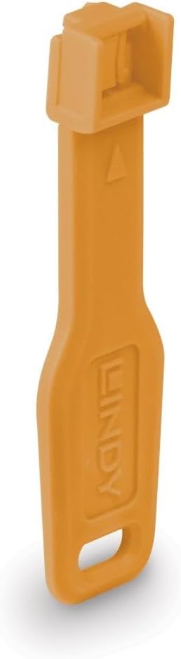 LINDY RJ45 Port Locks (10 Pieces) with Key, Orange