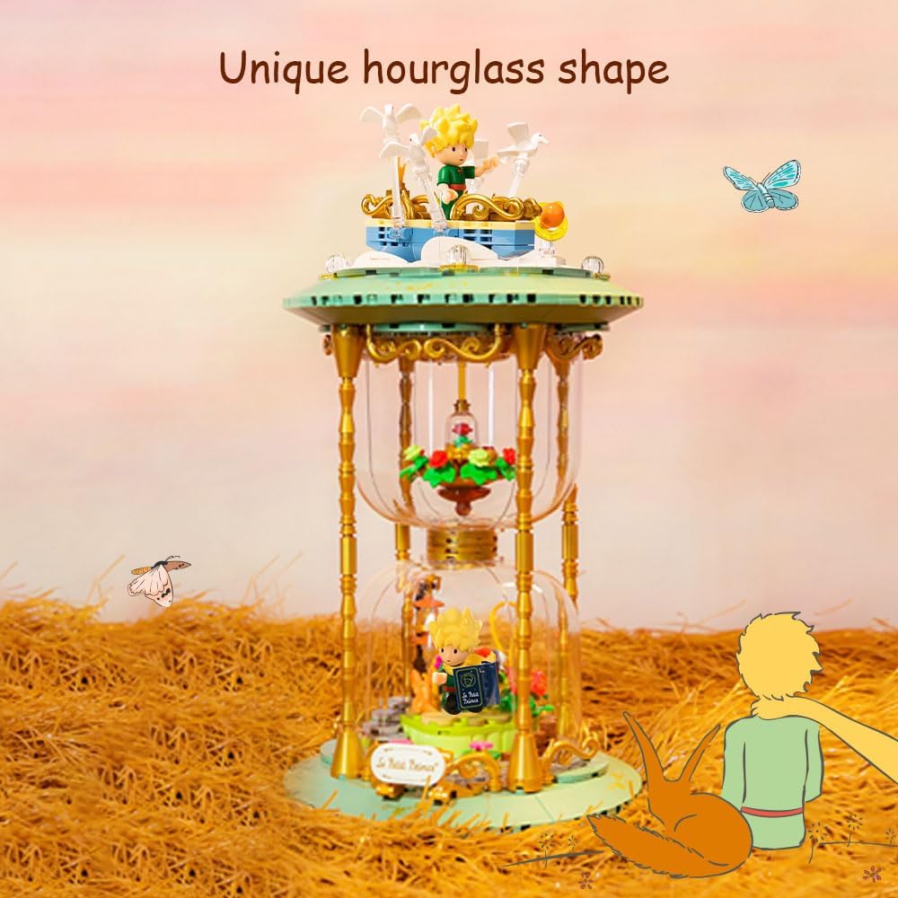 PANTASY The Little Prince Hourglass Building Blocks Set, Creative Construction Kit for Adults and Teens, Decorative Model for Home and Office, Detailed Hourglass Design for Display and Play