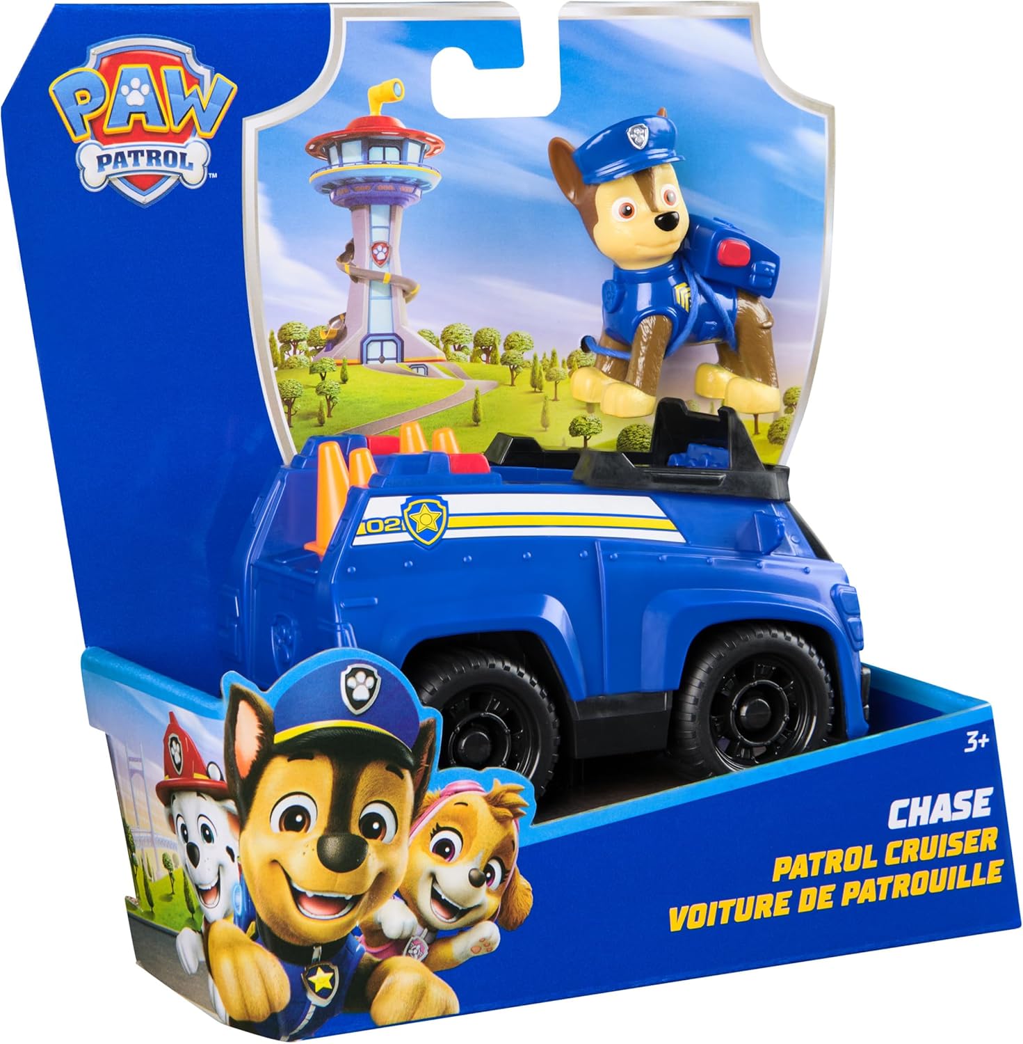 Patrulla Canina - Coche POLICÍA Y Figura Chase - Coche de 15 cm con 1 Figura Chase - Patrulla Canina Juguetes - 6069059 - Juguetes Niños 3 Años +