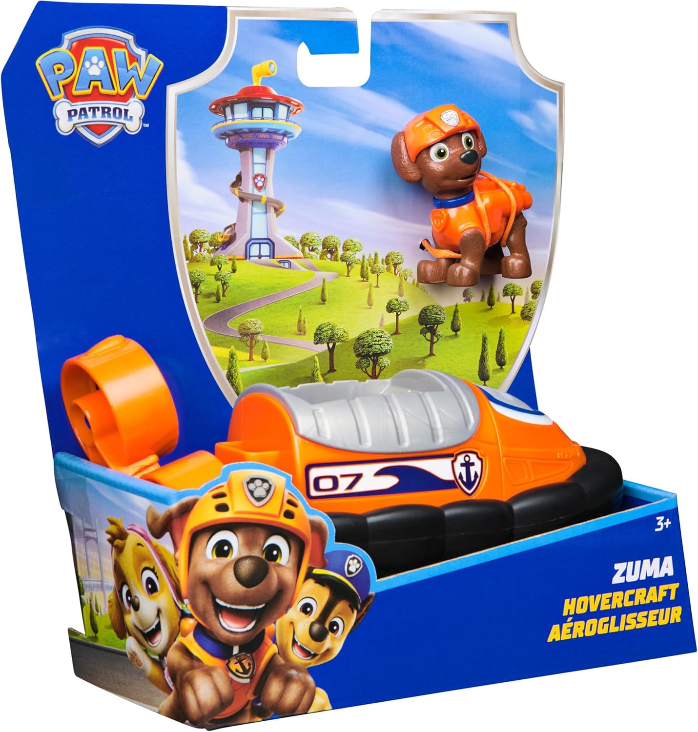 PAW Patrol, hovercraft van Zuma, speelgoedvoertuig met verzamelfiguur, duurzaam speelgoed