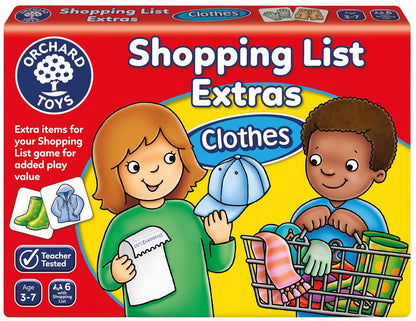 Orchard Toys Shopping List Extras Pack - Clothes Game, Add On Pack to Shopping List, Educational Memory Game, Perfect for Kids Age 3-7.
