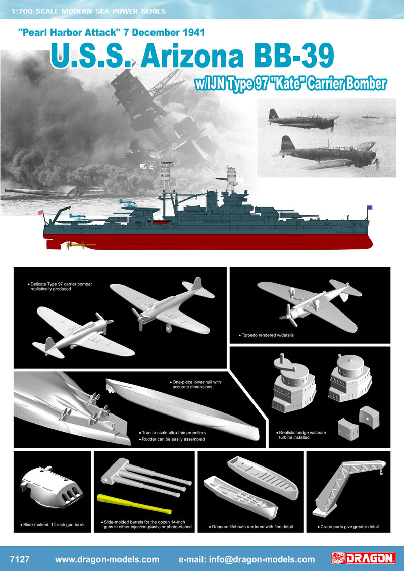 Dragon 500777127 - 1:700 U.S.S. Arizona BB-39 w/Type 97