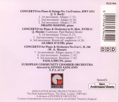 Bach: Piano Concerto No. 1 in D Minor, BWV 1052 / Haydn: Piano Concerto in D Major, Hob XVIII.11 / Mozart: Piano Concerto No. 8 in C Major, K 246
