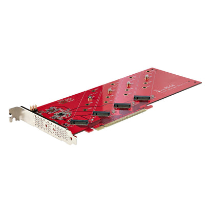 StarTech.com Quad M.2 PCIe Adapter Card, PCIe x16 to Quad NVMe or AHCI M.2 SSDs, PCI Express 4.0, 7.8GBps/Drive, Bifurcation Required, Windows/Linux Compatible (QUAD-M2-PCIE-CARD-B
