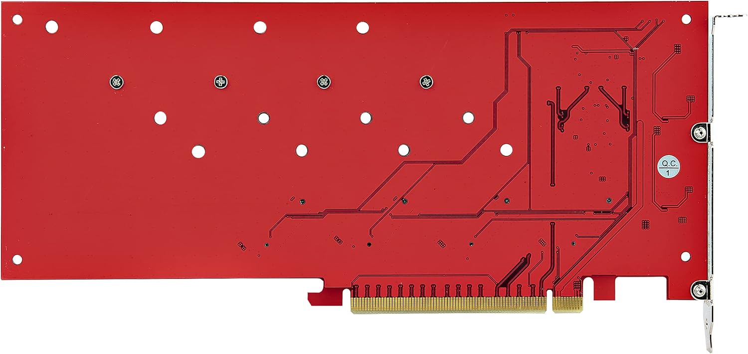 StarTech.com Quad M.2 PCIe Adapter Card, PCIe x16 to Quad NVMe or AHCI M.2 SSDs, PCI Express 4.0, 7.8GBps/Drive, Bifurcation Required, Windows/Linux Compatible (QUAD-M2-PCIE-CARD-B