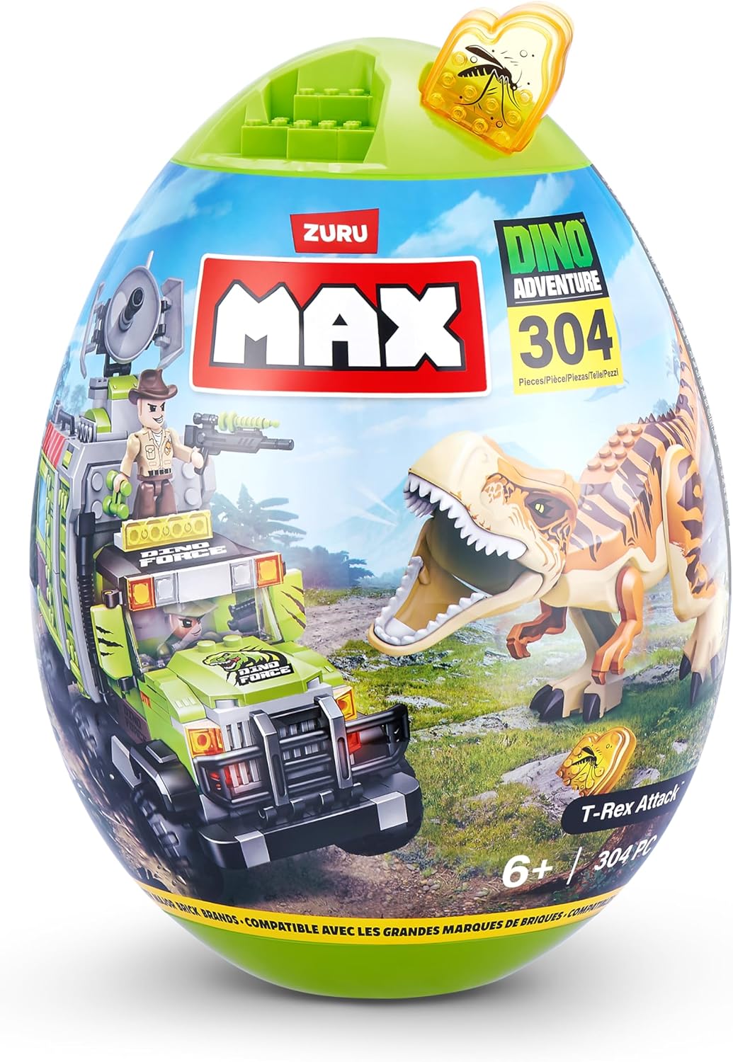 Max Build More Dino Adventure T-Rex Attack (304 pieces) Building Bricks Toys For Kids 5+ Create Dinos Vehicles and More Unbox Discover