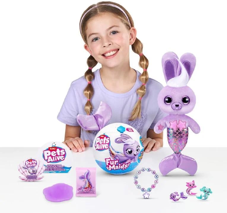 Zuru Pets Alive Furmaids Series 1 Assorted Colours, dazzling mermaids, 10 surprises to unbox, including mermaid accessories for shimmering fun.
