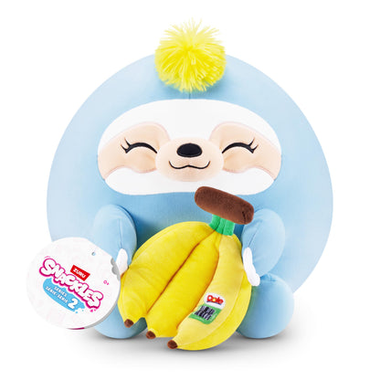 Snackles Series 2 Wave 2, Snack Swap, Sloth, 35 cm by ZURU Cuddly Squishy Comfort Plush with License Snack Brand Accessory (Sloth, Dole Banana