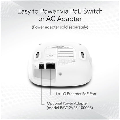 NETGEAR Wireless Access Point WAX210 - WiFi 6 Dual Band PoE Access Point AX1800 Wireless Speed