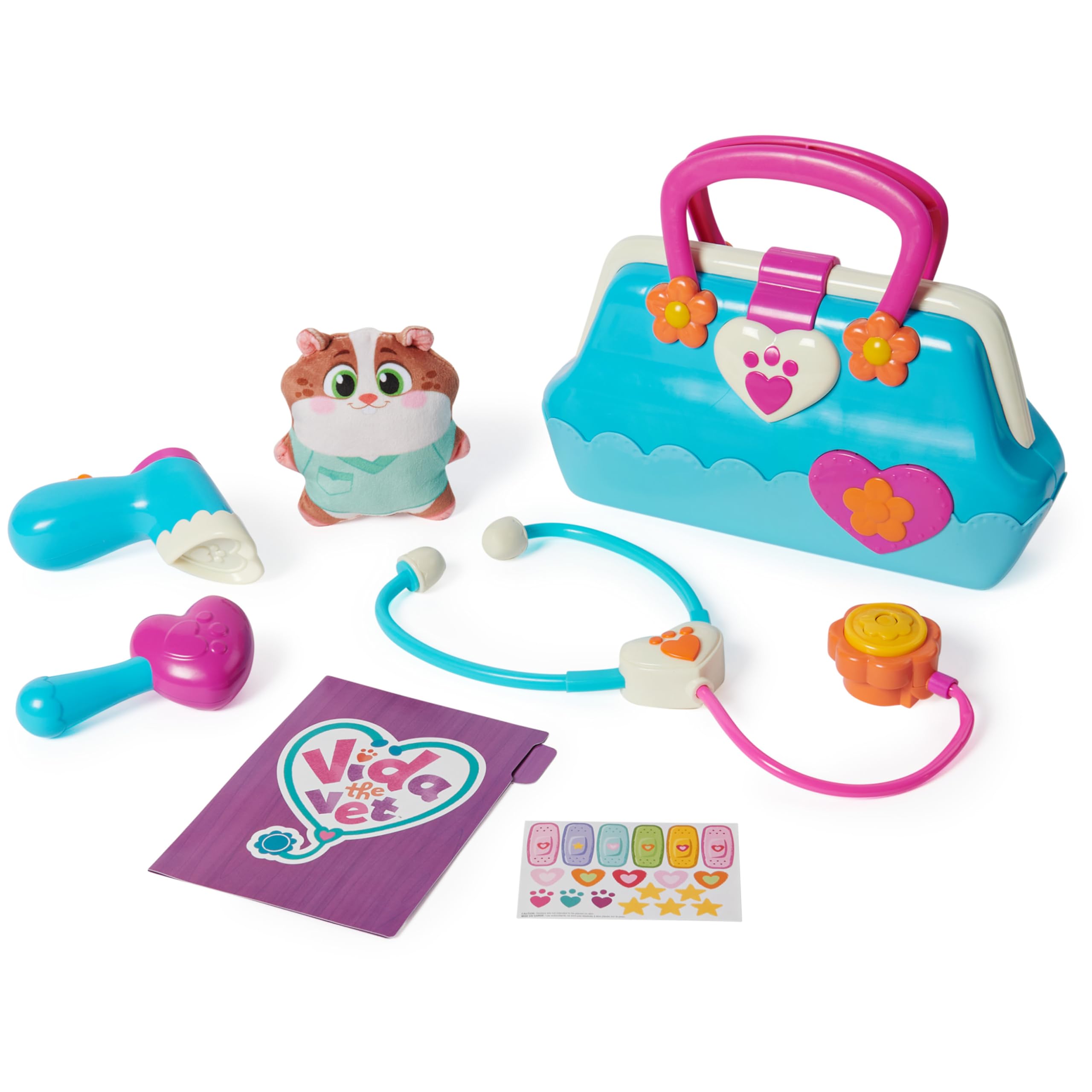 Vida the Vet, Vet’s Bag with 5 Veterinary Doctor Kit Accessories, 1 Popcorn Plush Toy and Stickers, for Costume Play, Kids’ Toys for Girls and Boys Aged 3+
