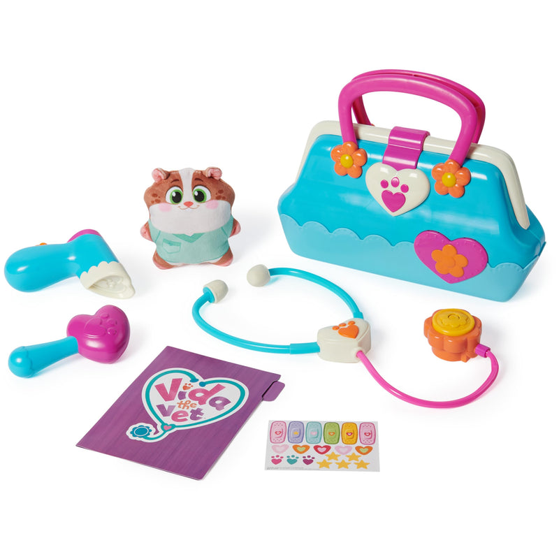 Vida the Vet, Vet’s Bag with 5 Veterinary Doctor Kit Accessories, 1 Popcorn Plush Toy and Stickers, for Costume Play, Kids’ Toys for Girls and Boys Aged 3+