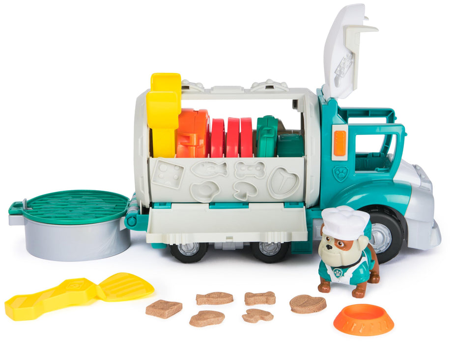 Rubble and Crew, Growlin’ Grub Food Truck Playset, Action Figure, Play Kitchen Accessories and Kinetic Build-It Play Sand, Kids’ Toys for Boys and Girls 3+