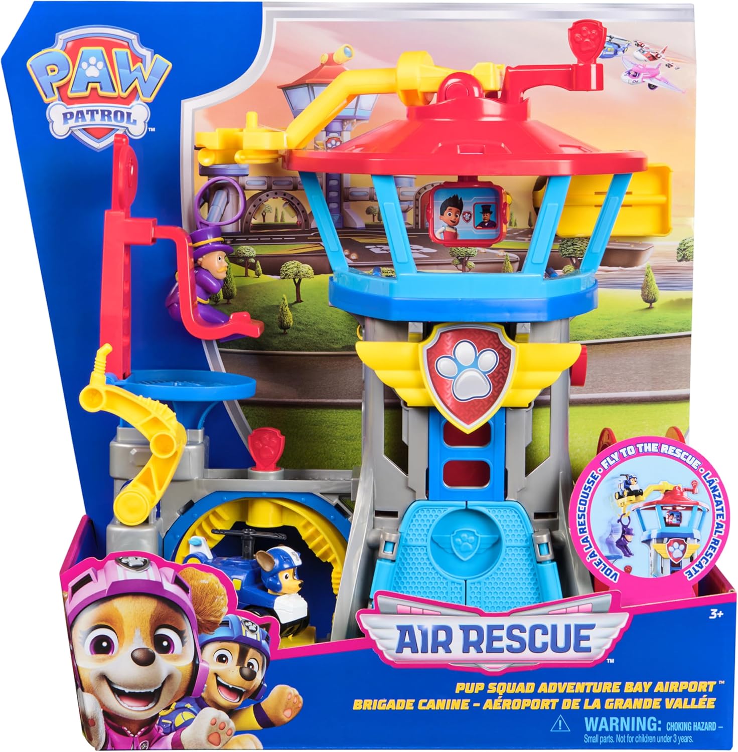 Paw Patrol: Air Rescue, Pup Squad Adventure Bay Airport Playset, with Chase Toy Car Vehicle Launcher, Kids’ Toys for Boys and Girls 3+