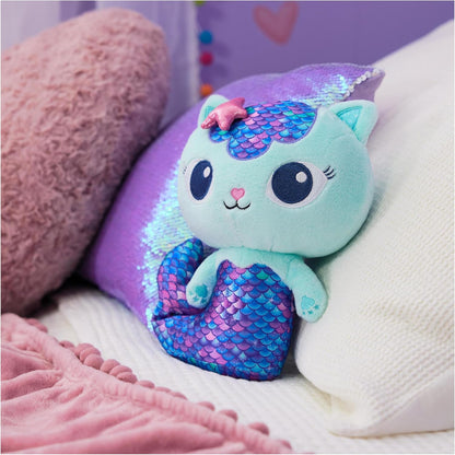Gabby’s Dollhouse, Fin-Tastic MerCat, Premium Plush Toy, 25cm-Tall Stuffed Animal with Moving Mermaid Tail, Kids’ Toys for Girls & Boys Aged 3+
