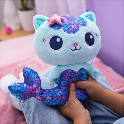 Gabby’s Dollhouse, Fin-Tastic MerCat, Premium Plush Toy, 25cm-Tall Stuffed Animal with Moving Mermaid Tail, Kids’ Toys for Girls & Boys Aged 3+