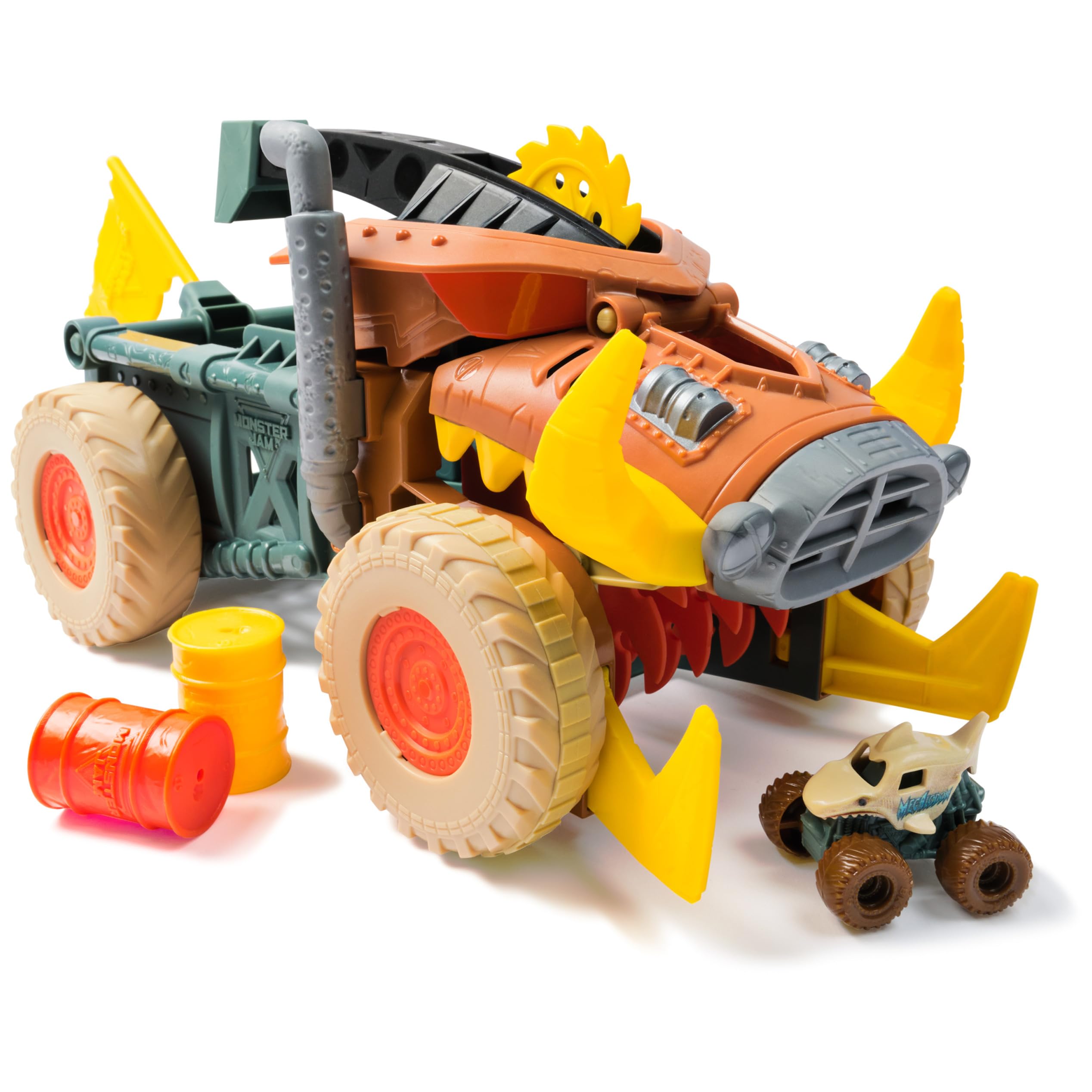 Monster Jam Mini Jam, Megalodon Mad Hog Chomper and Monster Truck, Fun Cleanup and Storage, Kids’ Toy Gifts for Boys and Girls Aged 3 and Up
