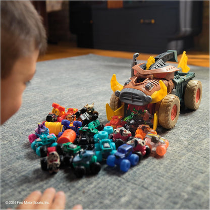 Monster Jam Mini Jam, Megalodon Mad Hog Chomper and Monster Truck, Fun Cleanup and Storage, Kids’ Toy Gifts for Boys and Girls Aged 3 and Up