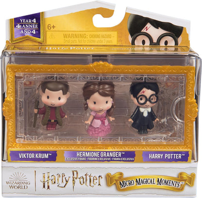 Wizarding World Harry Potter, Micro Magical Moments Year 4 Figure Set with Harry, Hermione & Viktor Krum & Display Case, Kids Toys for Ages 6+