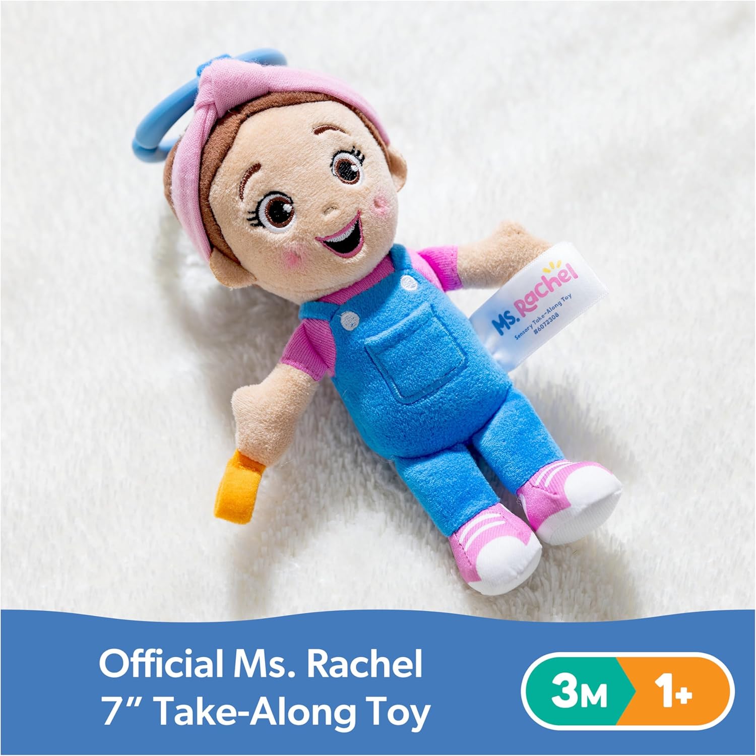 Ms. Rachel Official Sensory Take-Along Toy, Baby Swing & Baby Stroller Teething Toys with Rattle & Clip, Toddler Toys for Girls & Boys for Ages 0-1+