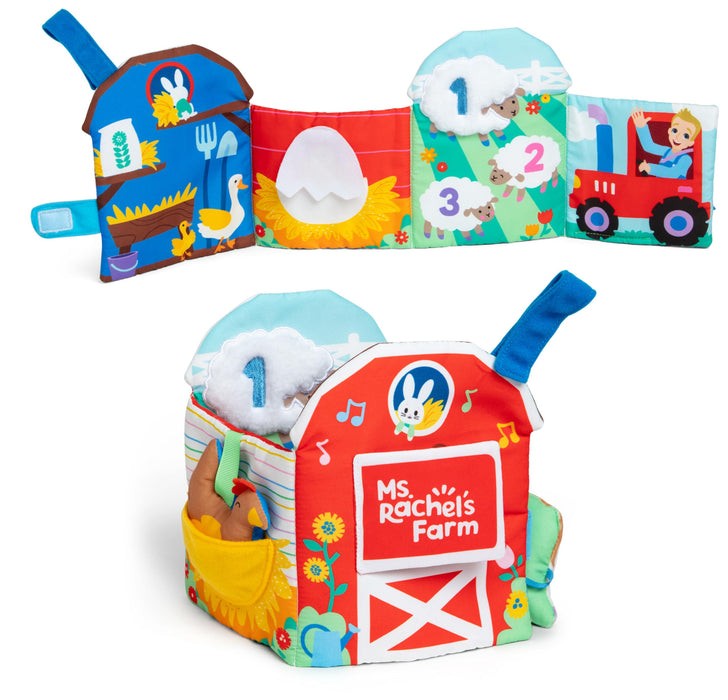 Ms. Rachel Official Sensory Learning Farm, Foldable Soft Baby Book with Plush Cow, Baby Mirror, Infant Educational Toys for Babies Ages 3 Months to 18 Months