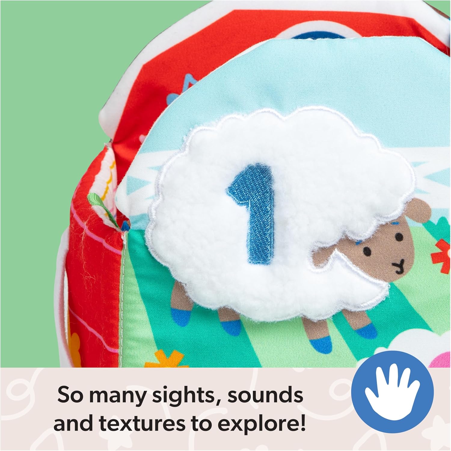 Ms. Rachel Official Sensory Learning Farm, Foldable Soft Baby Book with Plush Cow, Baby Mirror, Infant Educational Toys for Babies Ages 3 Months to 18 Months