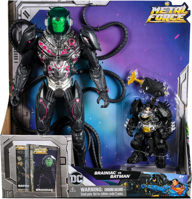 DC Comics, Metal Force Brainiac vs. Batman Action Figure Pack, 12-Inch Extra Large Brainiac, Exclusive 4-inch Batman Figure, Includes Character Card, Kids Toys for Boys and Girls Ages 4+