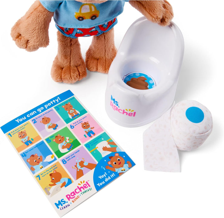 Ms. Rachel Official Potty Time with Bean, 11” Plush Teddy Bear with Play Toilet & Accessories, Toddler Toys for Girls & Boys for Ages 18 Months to 3+