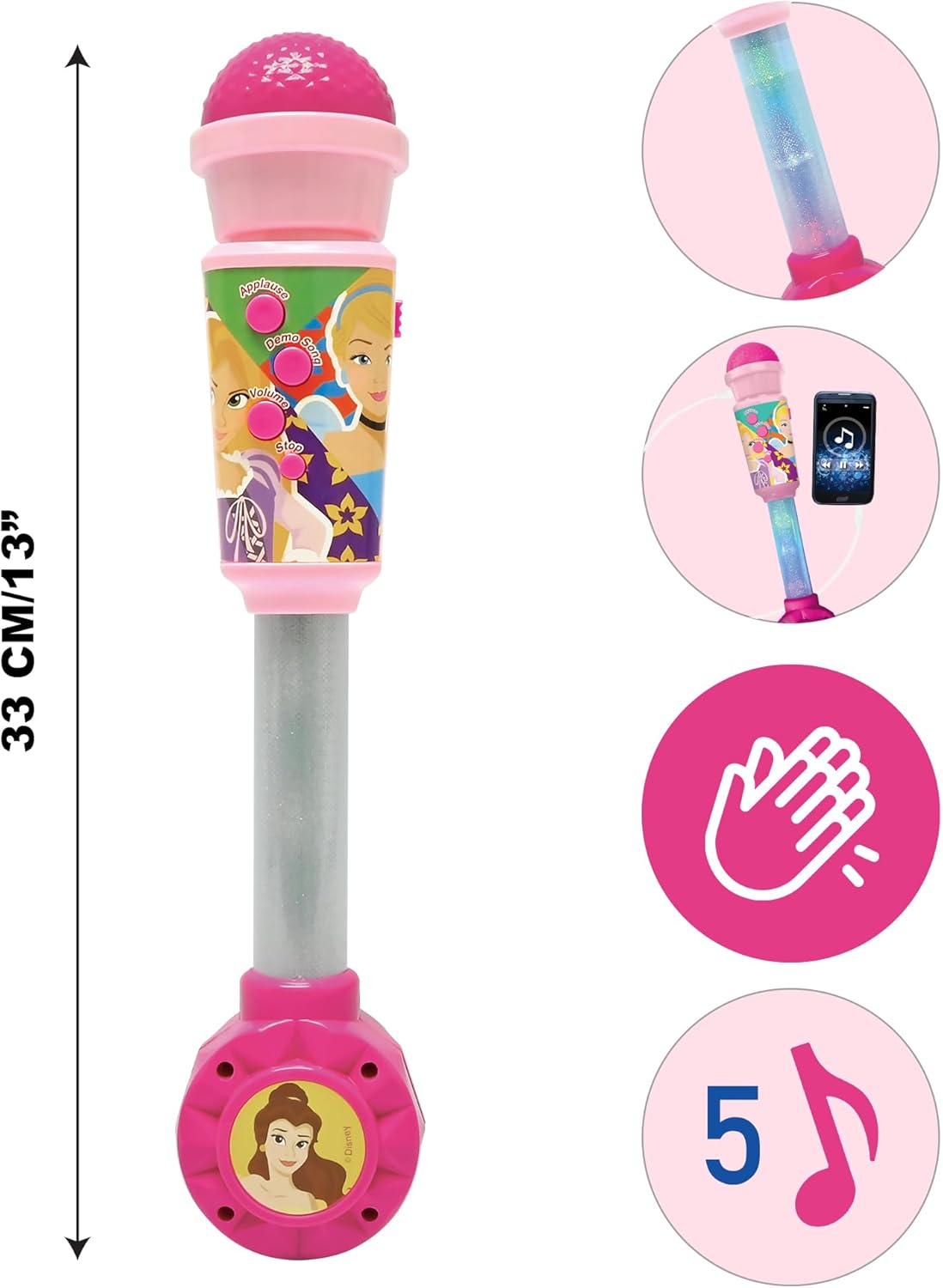 Lexibook, Disneyprinses, Lichtgevende Microfoon voor kinderen, Muzikaal Speelgoed, Ingebouwde luidspreker, Lichteffecten, Aux-in aansluiting, Roze, MIC90DP