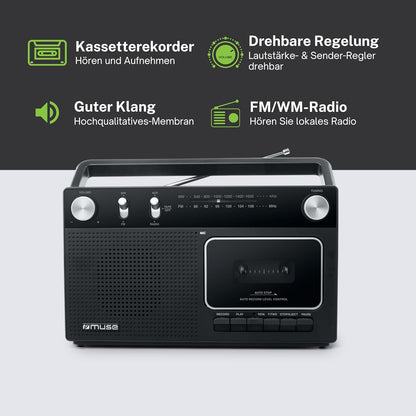 Radio Cassette Muse M-152 Rc Black