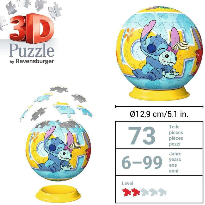 Ravensburger 3D Puzzle 11596 - Puzzle-Ball Disney Stitch - Puzzle-Ball für Erwachsene und Kinder ab 6 Jahren - Stitch Geschenke