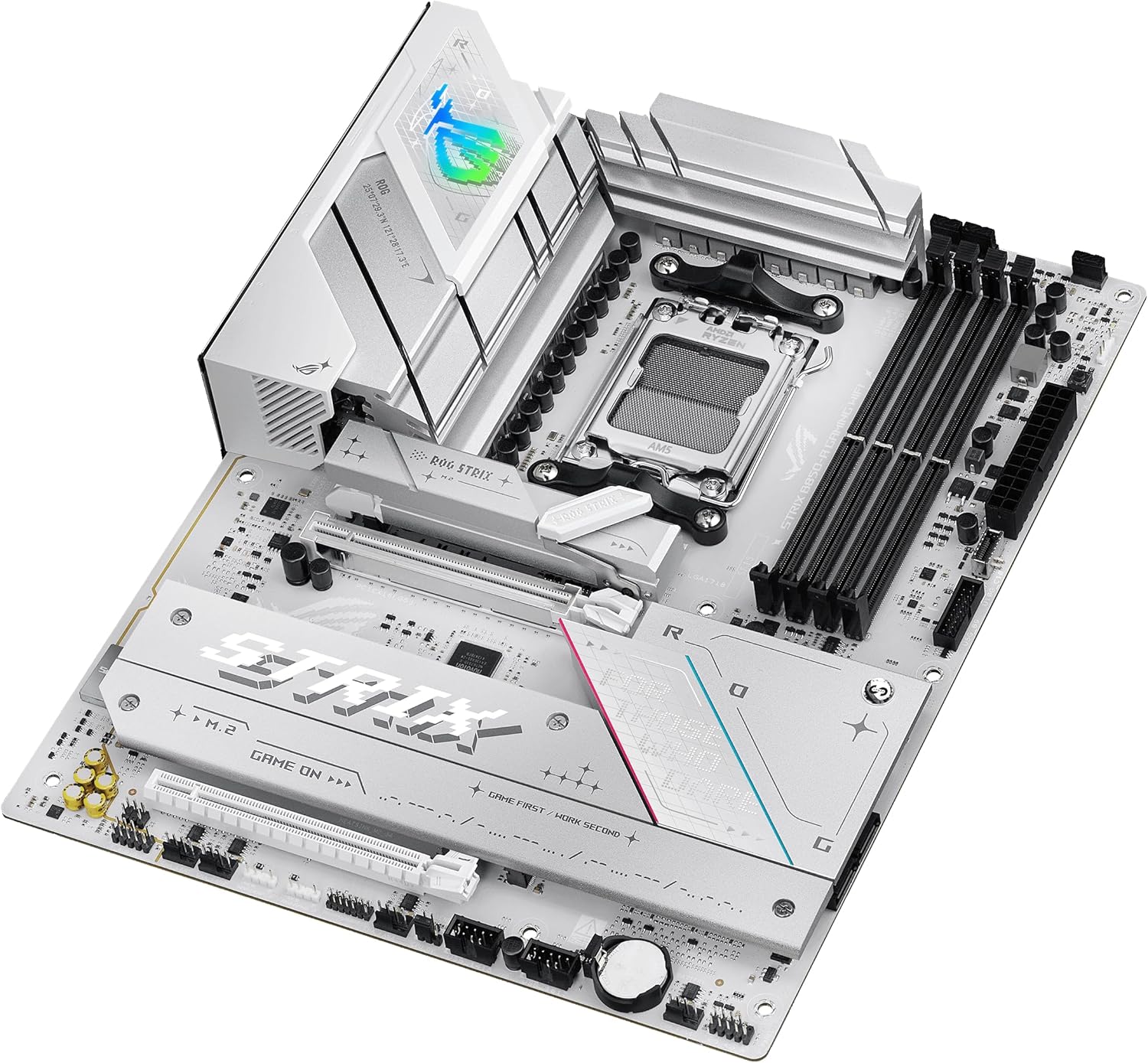 ASUS ROG Strix B850-A Gaming WiFi AMD ATX motherboard, 14+2+2 power stages, DDR5 slots, four M.2 slots, PCIe 5.0, WiFi 7, USB 20Gbps Type-C and Aura Sync RGB