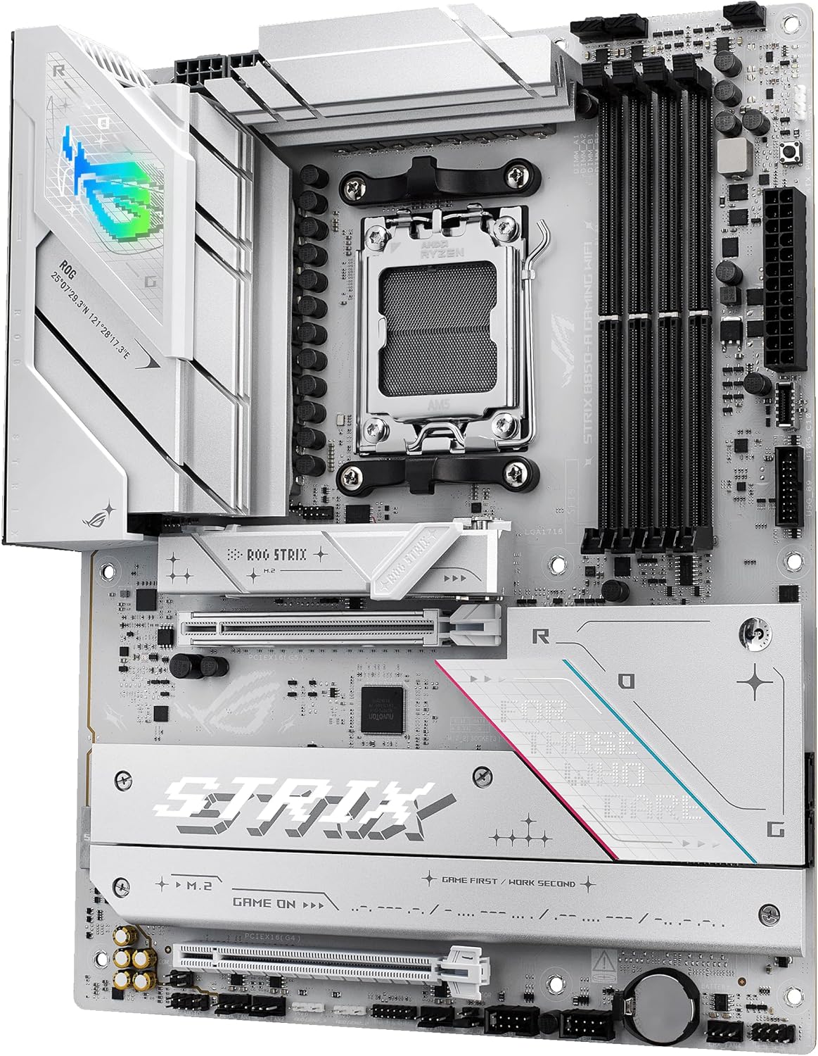 ASUS ROG Strix B850-A Gaming WiFi AMD ATX motherboard, 14+2+2 power stages, DDR5 slots, four M.2 slots, PCIe 5.0, WiFi 7, USB 20Gbps Type-C and Aura Sync RGB