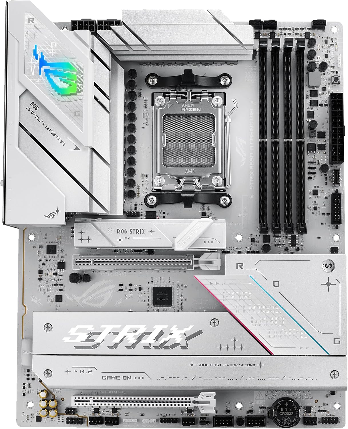 ASUS ROG Strix B850-A Gaming WiFi AMD ATX motherboard, 14+2+2 power stages, DDR5 slots, four M.2 slots, PCIe 5.0, WiFi 7, USB 20Gbps Type-C and Aura Sync RGB