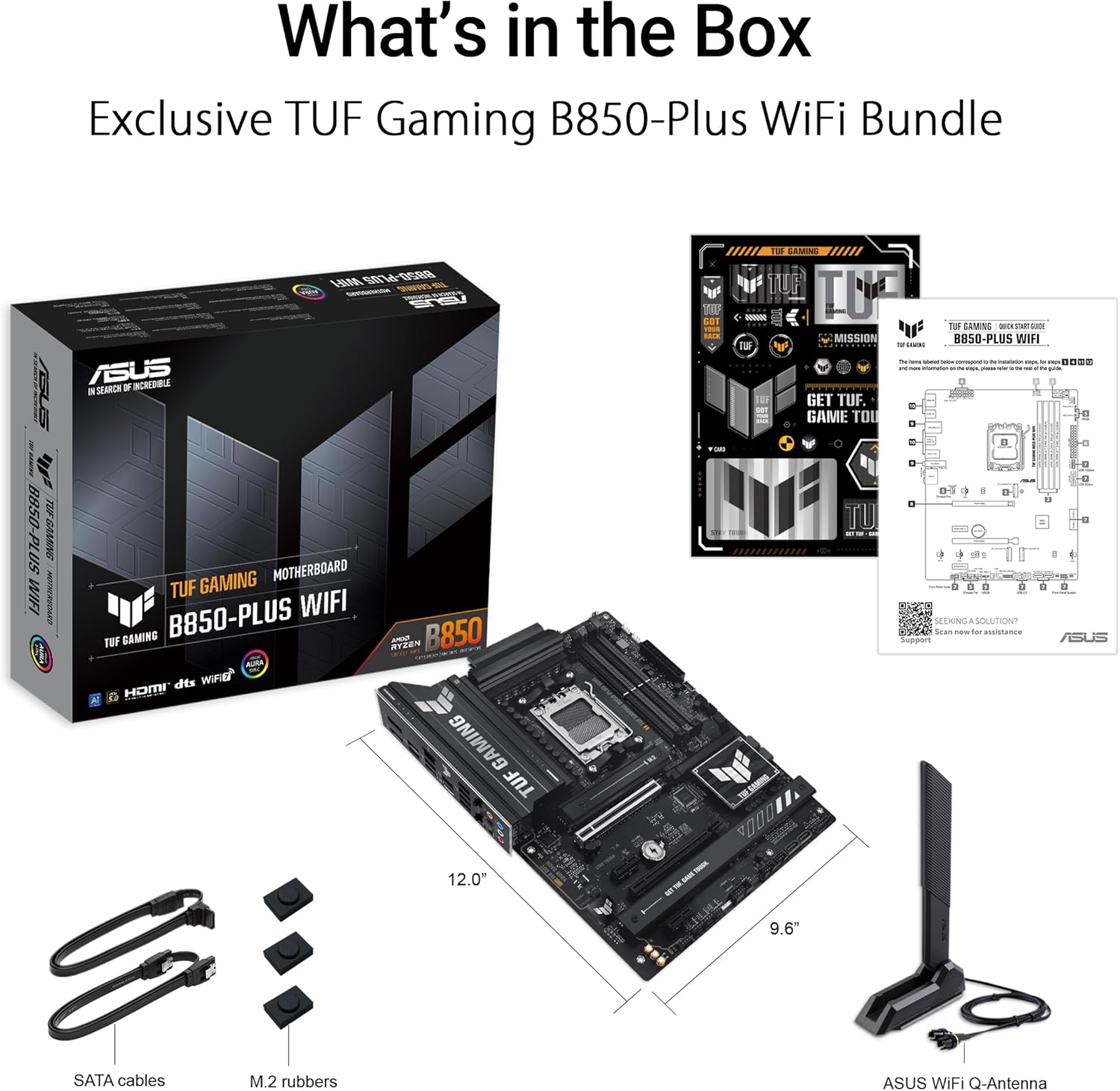 ASUS TUF GAMING B850-PLUS WIFI AMD ATX motherboard, 14+2+1 80A DrMOS power stages, DDR5, PCIe 5.0 Ready, 3xM.2 slots, Wi-Fi 7, Realtek 2.5Gb Ethernet, DisplayPort, HDMI, USB 20Gbps Type-C, Aura Sync