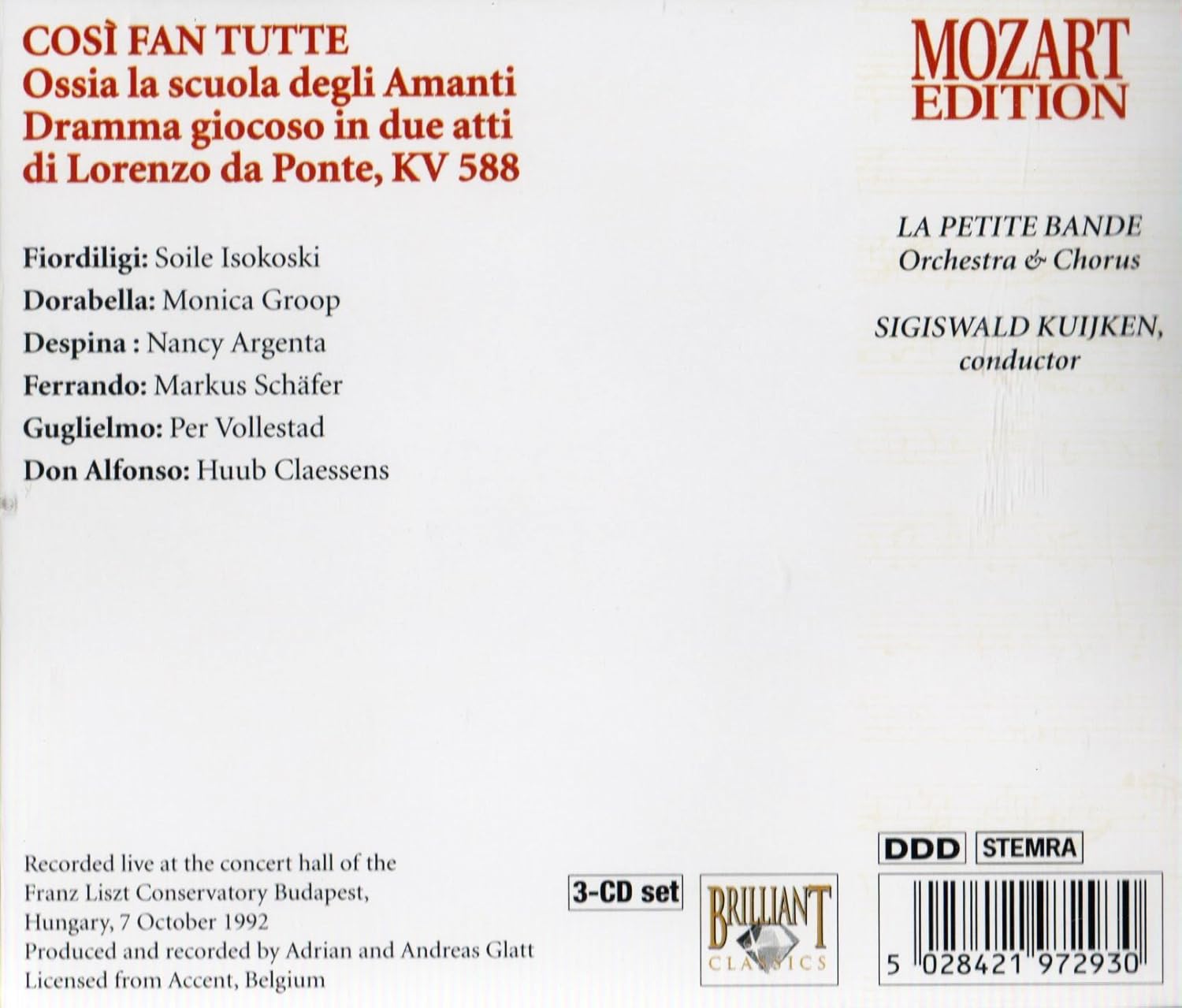 Wolfgang Amadeus Mozart - Cos?¼ Fan Tutte