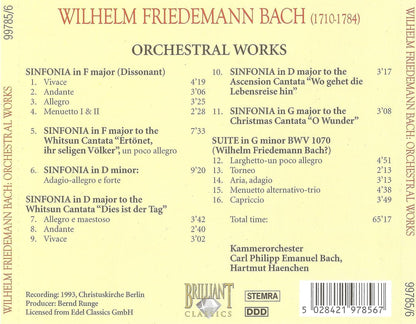 Wilhelm Friedemann Bach Orchestral Works