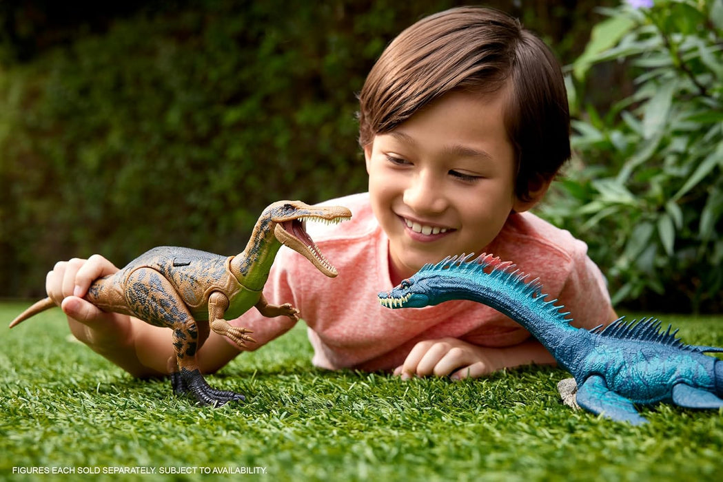 Mattel Jurassic World Chaos Theory Gigantic Trackers Suchomimus Dinosaur Action Figure, Large Species Toy with Thrash Attack & Chomp, Digital Play