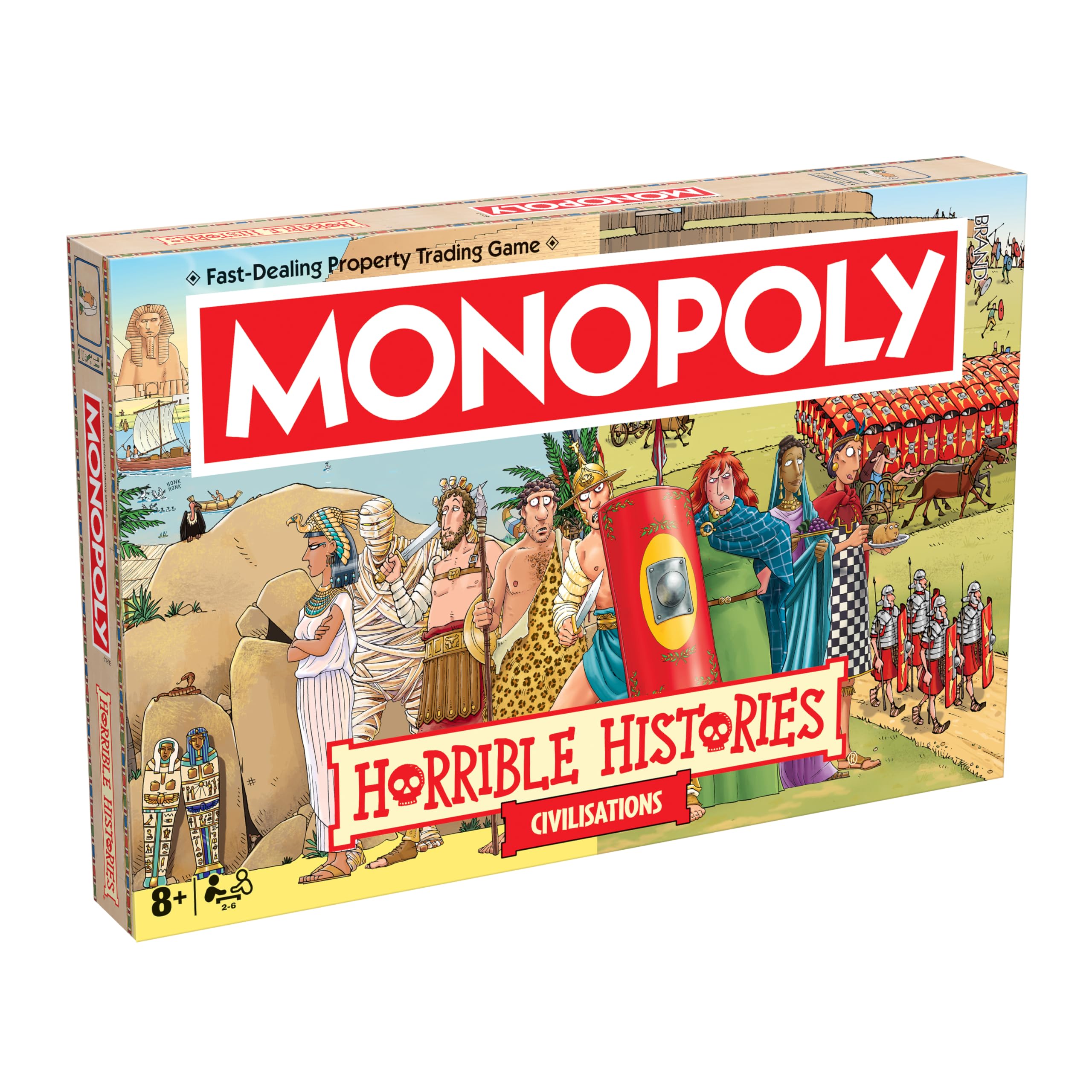 Winning Moves Horrible Histories Ancient Civilisations Monopoly classic board game is perfect for 2–6 players and makes a great gift for fans aged 8 and up