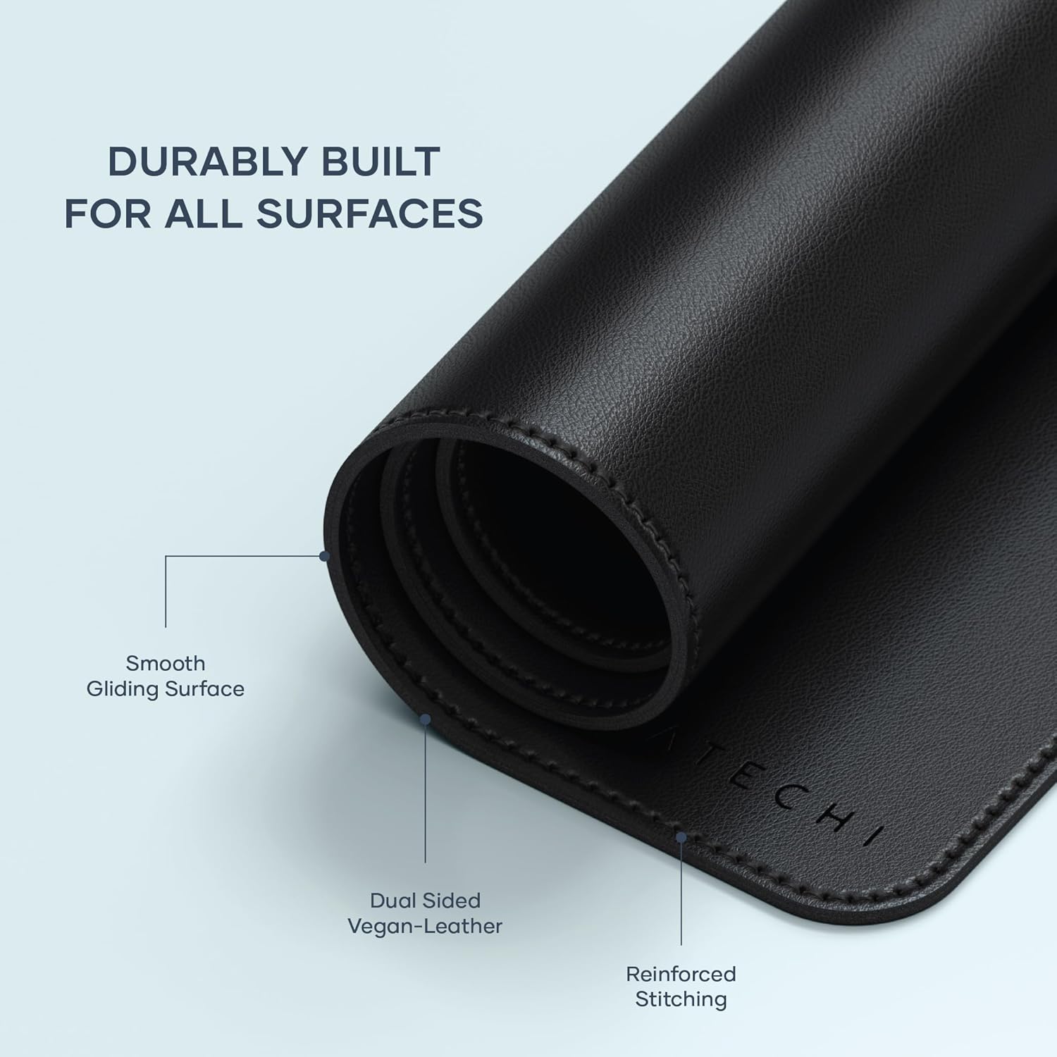 SATECHI Vegan Leather Desk Mat, Large Mouse Pad Scratch and Water Resistant, Easy to Clean, Desk Pad for Office and Home, 68.07 x 31.5 x 0.3cm – Black