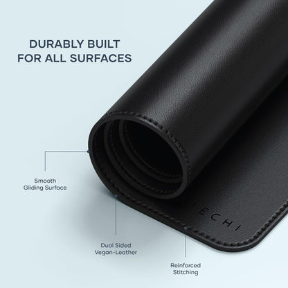 SATECHI Vegan Leather Desk Mat, Large Mouse Pad Scratch and Water Resistant, Easy to Clean, Desk Pad for Office and Home, 68.07 x 31.5 x 0.3cm – Black