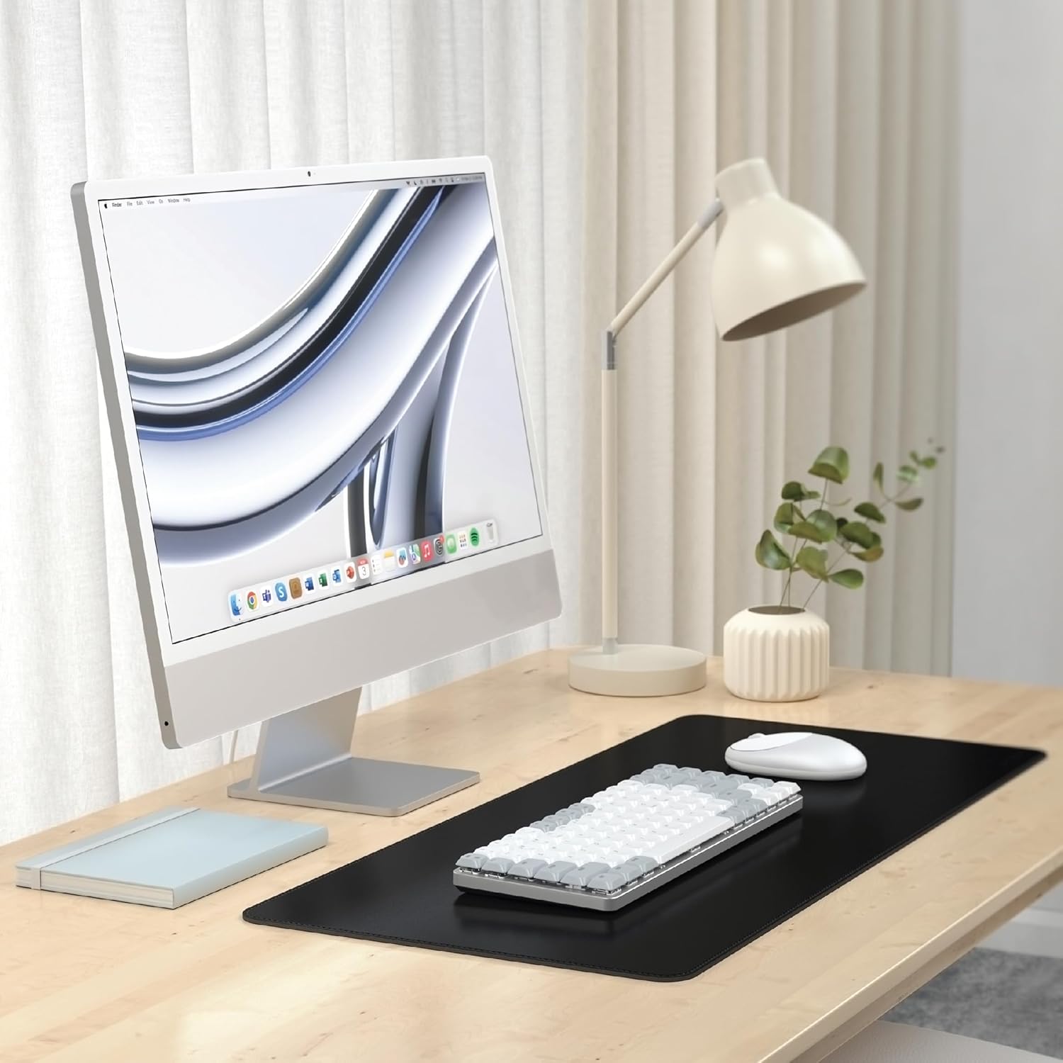 SATECHI Vegan Leather Desk Mat, Large Mouse Pad Scratch and Water Resistant, Easy to Clean, Desk Pad for Office and Home, 68.07 x 31.5 x 0.3cm – Black