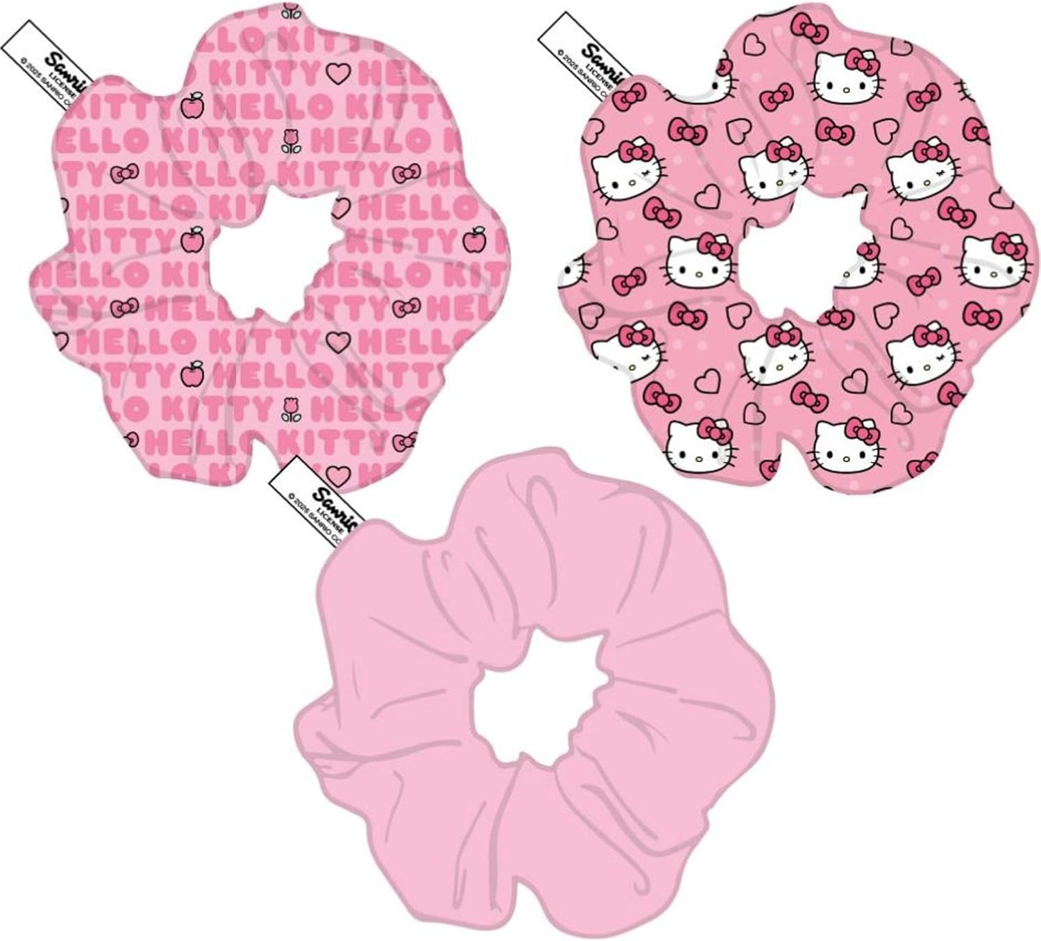 Stoffen haarelastiekjes met Hello Kitty-design, 3-delige set voor meisjes, elastisch en comfortabel voor grappige kapsels
