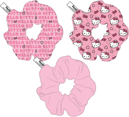 Stoffen haarelastiekjes met Hello Kitty-design, 3-delige set voor meisjes, elastisch en comfortabel voor grappige kapsels