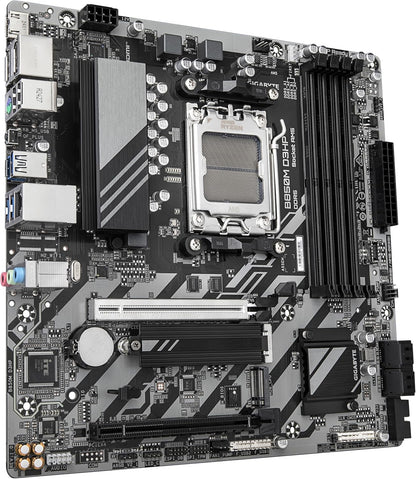 GIGABYTE B850M D3HP Motherboard - AMD Ryzen 9000 Series CPUs, 5+2+2 Phases Digital VRM, up to 8200MHz DDR5 (OC), 1xPCIe 5.0 + 1xPCIe 4.0 M.2, GbE LAN, USB 3.2 Gen 2