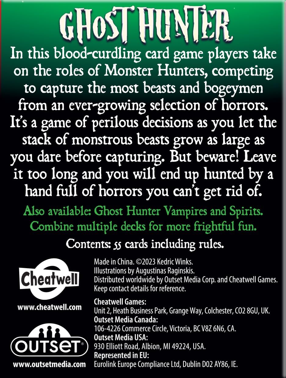 Cheatwell Games Ghost Hunter Monsters Card Game - Ghost Hunter Expandable Card Game Monsters, Designed For 2-6 players, ages 12+