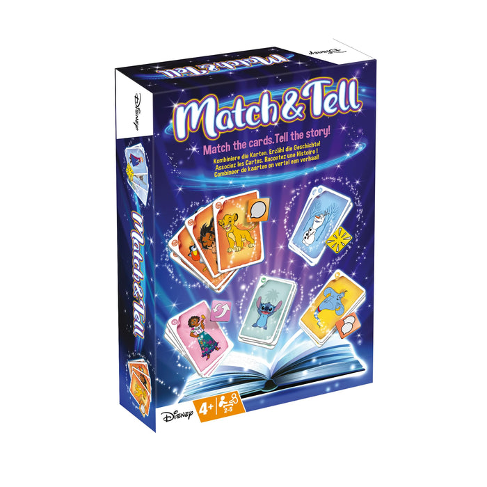 Disney Match And Tell, Collect Cards, Use Your Imagination To Tell Exciting Stories and Win Points, Cards From Disney Favourite Films: Aladdin, Frozen 2, Lilo & Stitch, The Lion King & Encanto